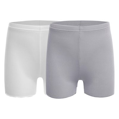 FEESHOW Girls Kids Seamless Boyshort Panties Cotton Safe Under Dress Underwear Gymnastics Sports Shorts Tumbling Dancing White&Gray 11-12 Years