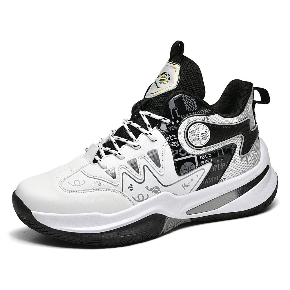 VAXAV Women's Men's High Top Basketball Shoes Outdoor Sports Sneakers Athletic Running Tennis Shoes Size 9.5/8 White Purple