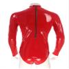 YiZYiF Mens Shiny Latex Catsuit Jumpsuit Slim Fit Long Sleeve Zipper Boxer Bodysuit Leotard Clubwear Zipper Red A X-Large view 4