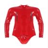 Lejafay Men's Zipper Boxer Shorts Bodycon Patent Leather Long Sleeve Leotard Bodysuit Jumpsuits Zipper Red A Large view 1