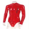 Lejafay Men's Zipper Boxer Shorts Bodycon Patent Leather Long Sleeve Leotard Bodysuit Jumpsuits Zipper Red A Large view 3