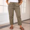EVALESS Corduroy Pants for Women Dressy Casual Drawstring Elastic High Waist Straight Leg Pants Spring 2026 Loose Comfy Trousers with Pockets Khaki X-Large view 2