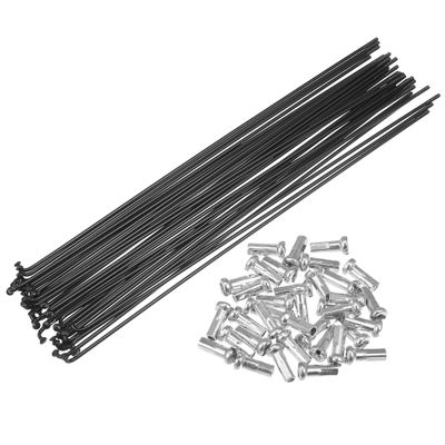X AUTOHAUX 36pcs Bicycle Carbon Steel Spokes 14G Bike Spoke 226mm Length with Nipples for Most Bicycle Black