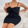 Bow Front Cami Bodycon Dress (Color : Black, Size : Medium) view 4