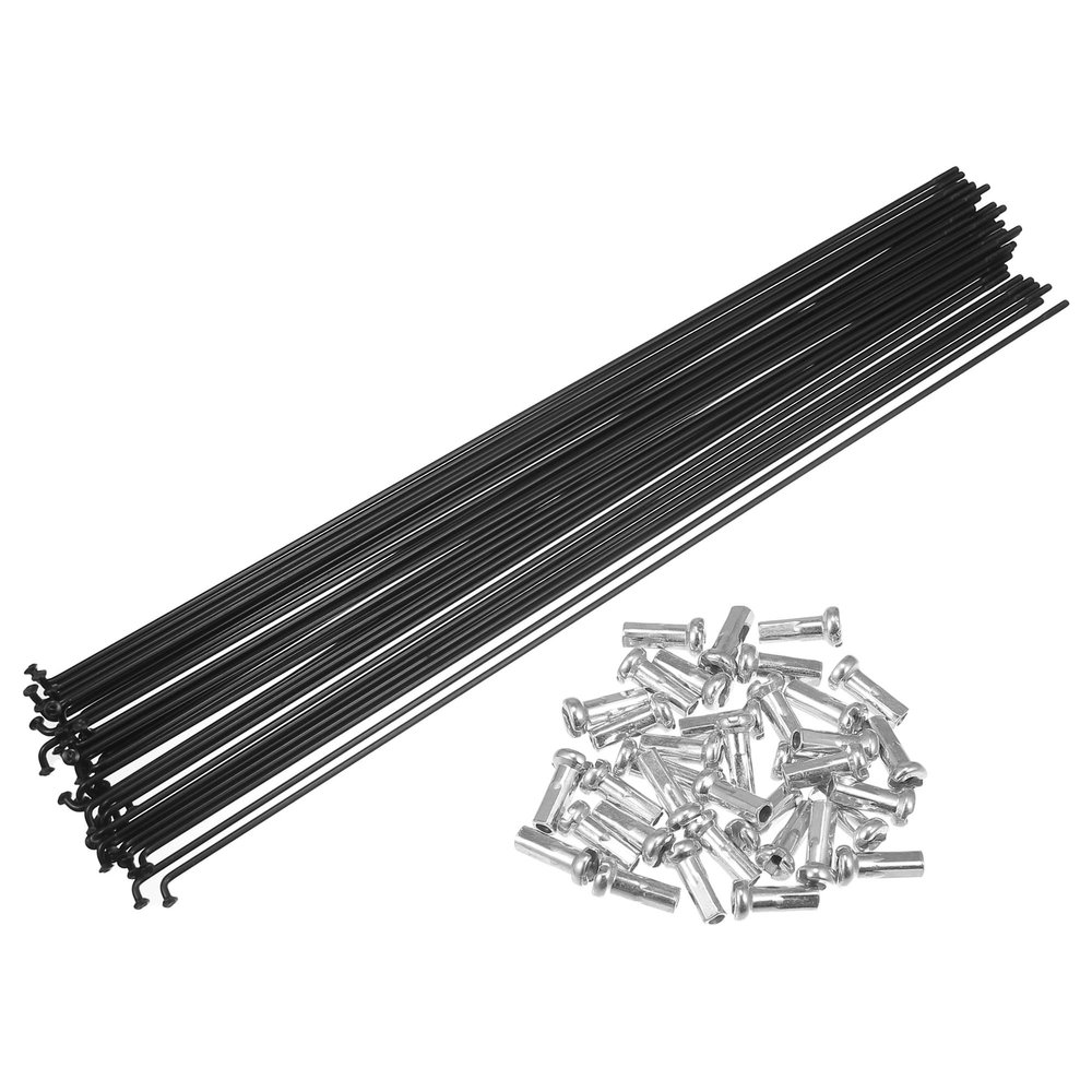 X AUTOHAUX 36pcs Bicycle Carbon Steel Spokes 14G Bike Spoke 284mm Length with Nipples for Most Bicycle Black
