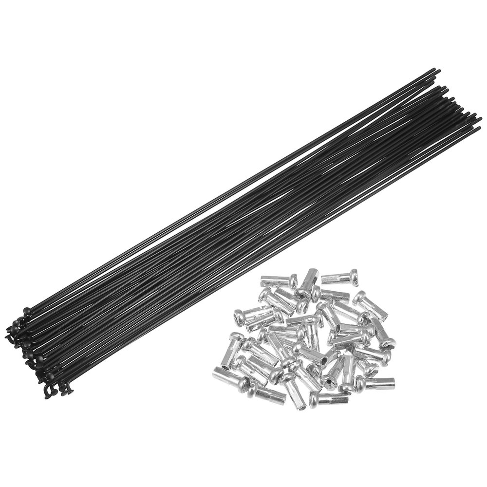 X AUTOHAUX 36pcs Bicycle Carbon Steel Spokes 14G Bike Spoke 286mm Length with Nipples for Most Bicycle Black