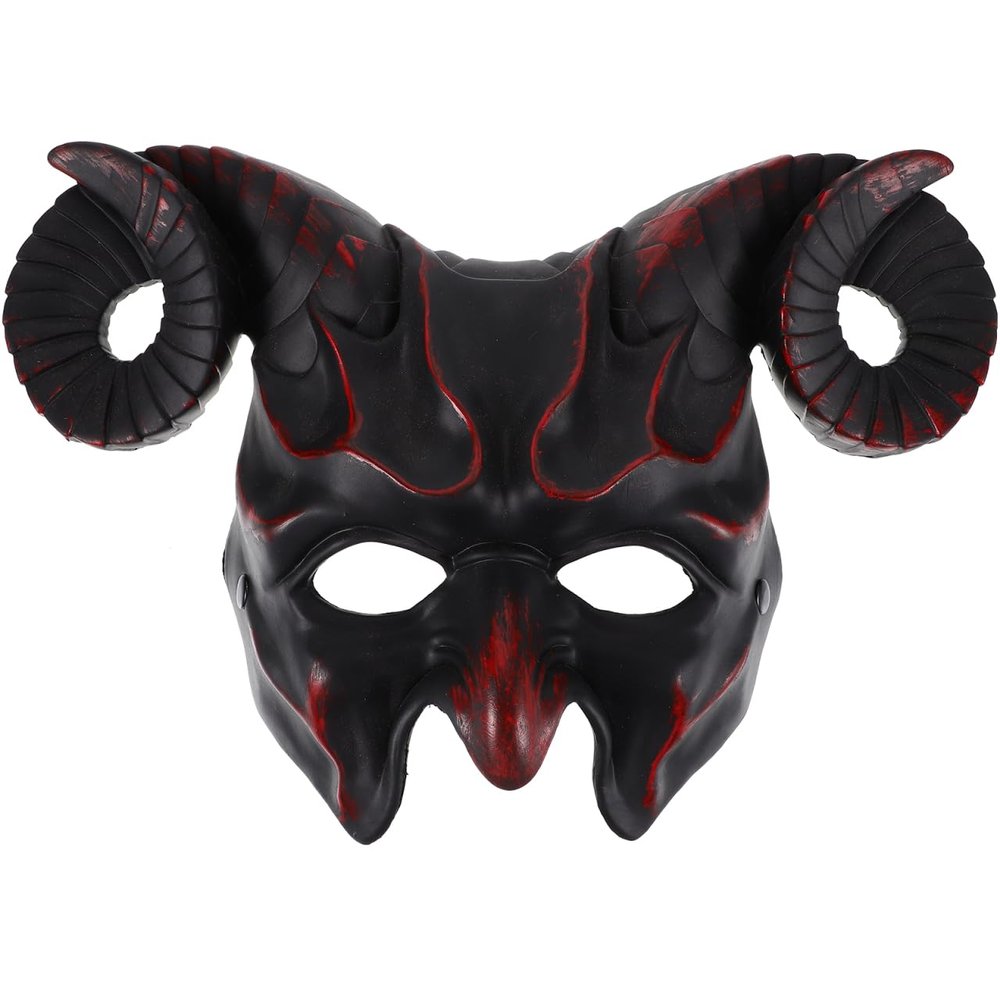 Didiseaon Carnival Devil Mask Horror Half Face Mask Halloween Animal Cosplay Scary Ox Horn Animal Ram Antler