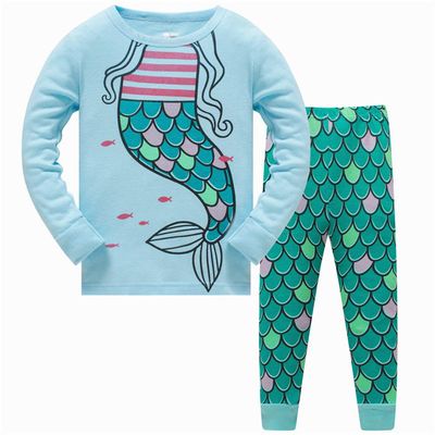 LitBud Older Girls Pyjamas for Girl Kids Toddler Mermaid Nightwear Pajamas Sleepwear Long Sleeve Pjs Set Green Size 11-12 Years 12T