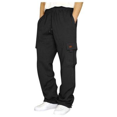Ymosrh Sweatpants for Men, Mens Lightweight Hiking Pants Clothes Men Cargo Athletic Pants Men's Overalls Drawstring Multi Pocket Casual Pants Cotton Twill Loose Fit with Pockets (M, Black)
