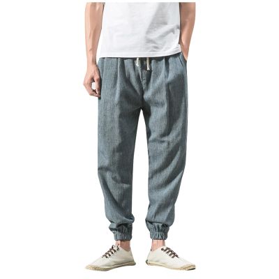 Sweatpants for Men, Sweatsuits Men MenS Joggers Mens Lounge Wear Pants with Pockets Vintage Cotton and Linen Casual Pants Men's Solid Color Fashionable Loose Leg Pants Sweatpants (4XL, Light Blue)