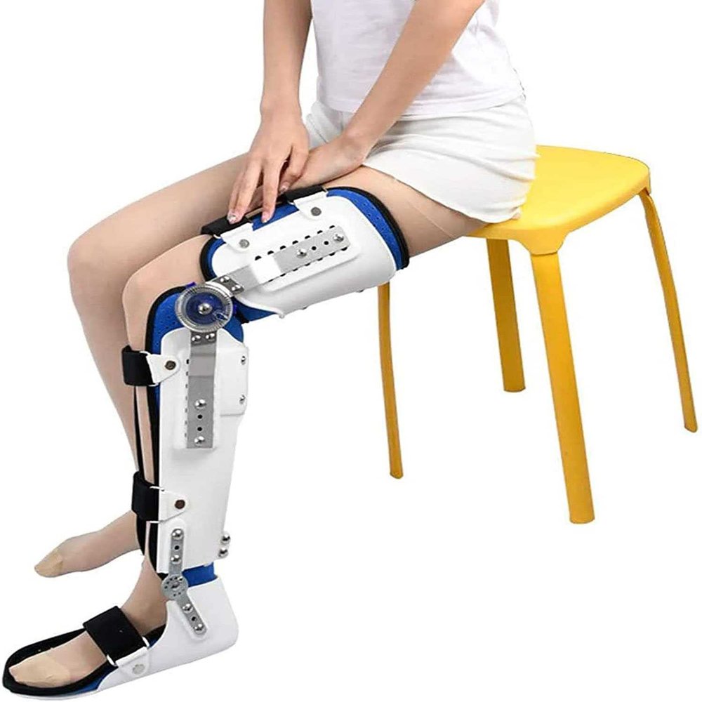 EKSED OA Hinged Rom Knee Brace Leg Adjustable Ankle Joint Support Metal Knee Brace Adjustable Breathable Knee Fixed Protective for Recovery