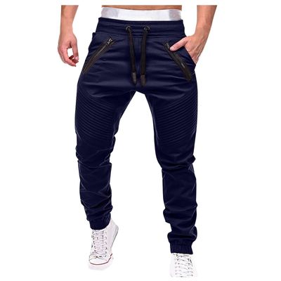 Ymosrh Mens Joggers with Pockets, Men's Athletic Pants Hiking Joggers Men Sweatpants Large Fashion Sport Color Bandage Casual Loose Sweatpants Drawstring Pant Quick Dry Pants Fleece (M, Navy)