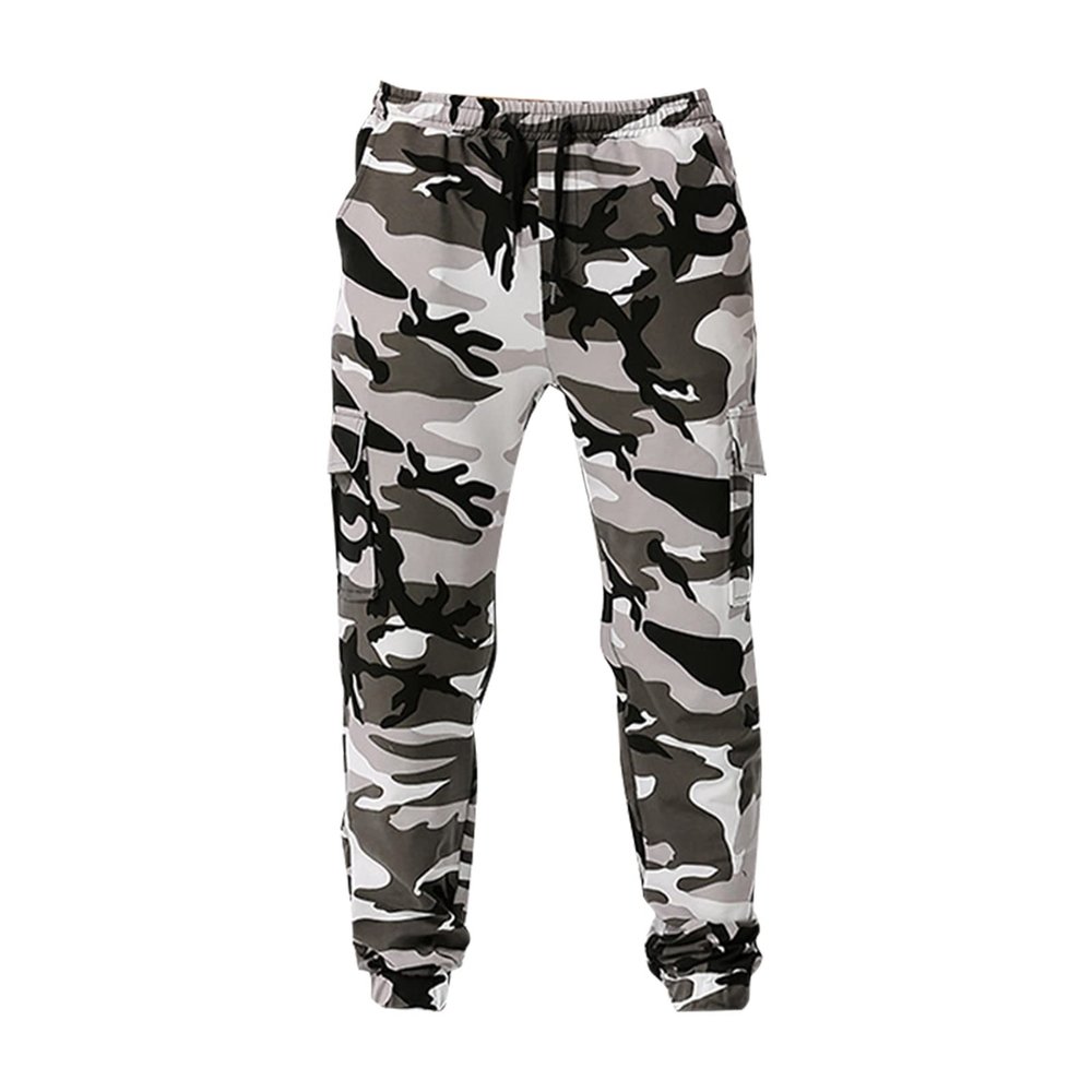 Ymosrh Cargo Sweatpants for Men, Mens Sweatpants Men's with Pockets Jogger Sweatpants Men Patchwork Camouflage Jogging Pants Outdoor Sports Fitness Sweatpants Hiking Pants Lightweight (XL, Gray)