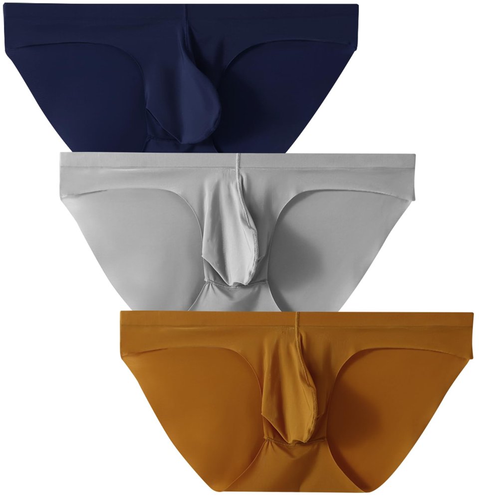 Underwear briefs for mens U Pouch trunks sexy male elephant nose trunks ice silk bugle summer panties 3 Pack