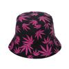 Punk Black Green Red Leaf Weed Fisherman Caps Bucket Hats Hip Hop Gorro Outdoor Men(Black Pink) view 1