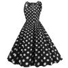 Women's Audrey Hepburn Vintage Style Rockabilly Swing Dress Polka Dot Square Neck Sleeveless Homecoming Dresses view 3