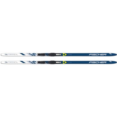 Fischer Unisex Adult Summit Crown Blue Efficient Forward (EF) Fitness Cross-Country Mounted Lightweight Nordic Skis with Tour Step-in IFP XC-Bindings, 199 cm