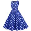 Women's Audrey Hepburn Vintage Style Rockabilly Swing Dress Polka Dot Square Neck Sleeveless Homecoming Dresses view 2
