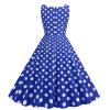 Women's Audrey Hepburn Vintage Style Rockabilly Swing Dress Polka Dot Square Neck Sleeveless Homecoming Dresses view 3