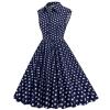 1950s Dresses for Women Vintage Elegant Sleeveless Polka Dot Knee Length Cocktail Swing Dress Audrey Hepburn Dresses view 2