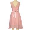 Women's Vintage Floral Lace Sleeveless A-Line Bridesmaid Party Dress 50s 60s Vintage Audrey Hepburn Dress with Belt Pink view 3