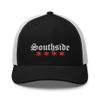 Southside Trucker Cap with Chicago Flag Stars Southside Pride Cool Chicago Pride hat Black/White view 1