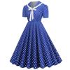 Women's 1950s Vintage Audrey Hepburn Style Cocktail Party Swing Dresses Lapel Short Sleeve Polka Dot Midi Tea Dress view 1