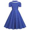 Women's 1950s Vintage Audrey Hepburn Style Cocktail Party Swing Dresses Lapel Short Sleeve Polka Dot Midi Tea Dress view 3
