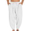 Muscularfit Quick Dry Pants Men Sweatpants Casual Drwastring Elastic Waist Loose Wide Leg Baggy Pants Spring Solid Beach Feed Breathable Pant White M view 2