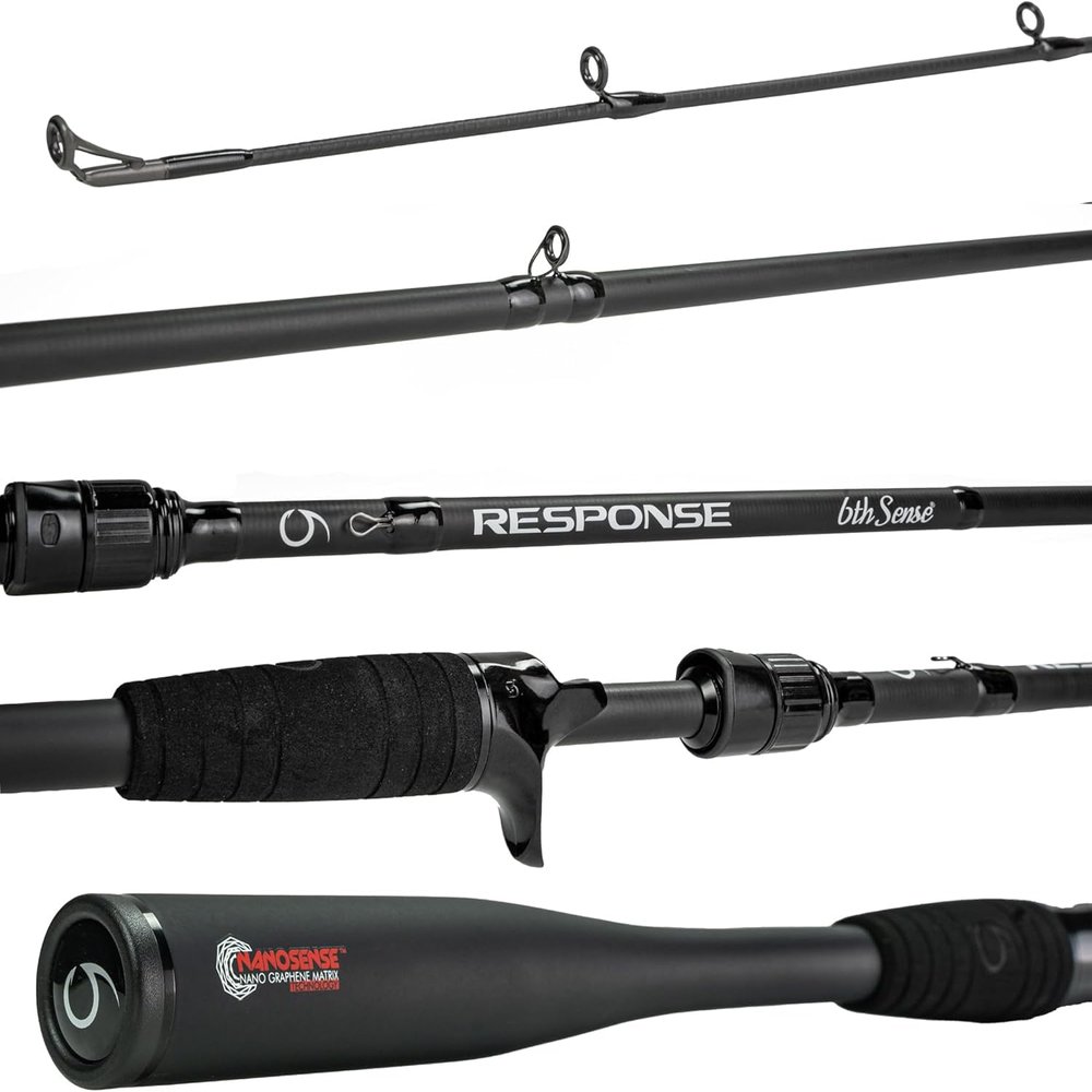 6th Sense Response Series Rod Casting & Spinning Models for Bass Fishing 24-Ton Carbon Blank, Fuji Guides, 1-Year Warranty (Casting, 7'0" Medium-Heavy, Moderate-Fast)