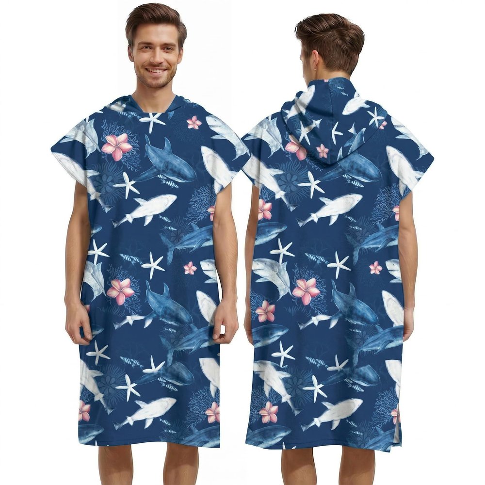 LOMTRATS Quick Dry Surf Poncho Changing Towel Robe Hoodie for Men Women,Swimming Beach Surfing Diving Home Hot Springs BathingAdult-M