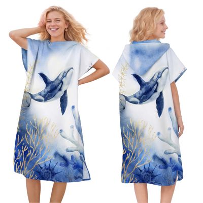 LOMTRATS Quick Dry Surf Poncho Changing Towel Robe Hoodie for Men Women,Swimming Beach Surfing Diving Home Hot Springs BathingAdult-M