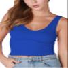 NIKIBIKI Women Seamless V-Neck Ribbed Crop Top, Made in U.S.A, One Size (Royal Blue) view 1