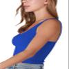 NIKIBIKI Women Seamless V-Neck Ribbed Crop Top, Made in U.S.A, One Size (Royal Blue) view 3