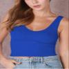 NIKIBIKI Women Seamless V-Neck Ribbed Crop Top, Made in U.S.A, One Size (Royal Blue) view 4