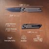 REALSTEEL SACRA Tac Pocket Knife, Folding Knife, Crossbar Lock, 3.31" Bhler K110 Steel Blade, Thumb Stud, G10/Micarta Handle, 2.58oz, Deep-carry Pocket Clip, EDC Outdoor Indoor, Gifts for Men Women Camping Hiking Climbing Fishing (Black/Coyote Tac G view 3