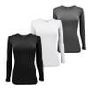 Natural Uniforms Women's Under Scrub Tee Crew Neck Long Sleeve T-Shirt-3-Pack (Small, 3 Pack BLK/WHT/CHL) view 1