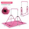 RINREA Gymnastic Bars for Kids with Adjustable Height, Folding Gymnastic Training Kip Bar, Expandable Horizontal Bar for Home (Pink_Mat) view 3