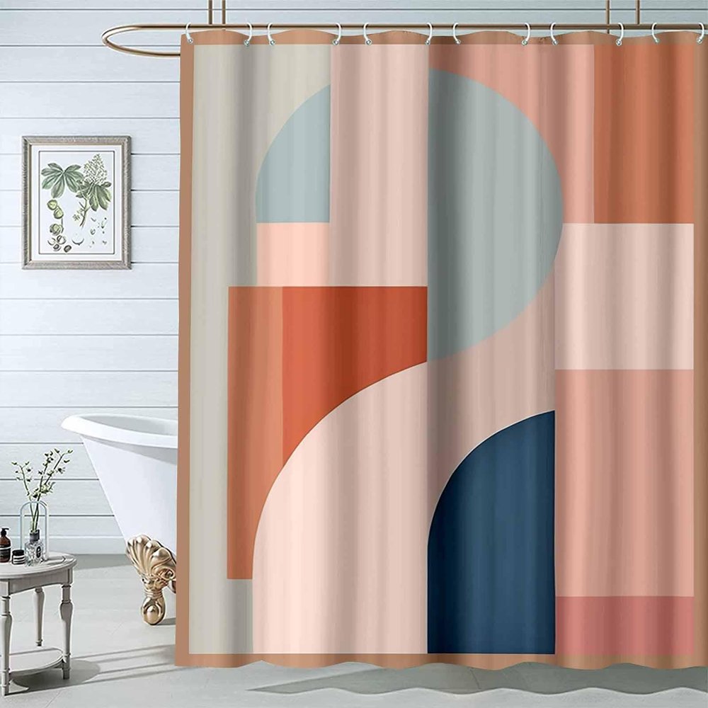 JOSUE Boho Shower Curtain, Pink,Blue Personalised Shower Curtains for Bathroom,Waterproof Quick-Dry Polyester Fabric Shower Curtain with 12 Hooks for Bathroom Kitchen - 150x180cm(59x71in)