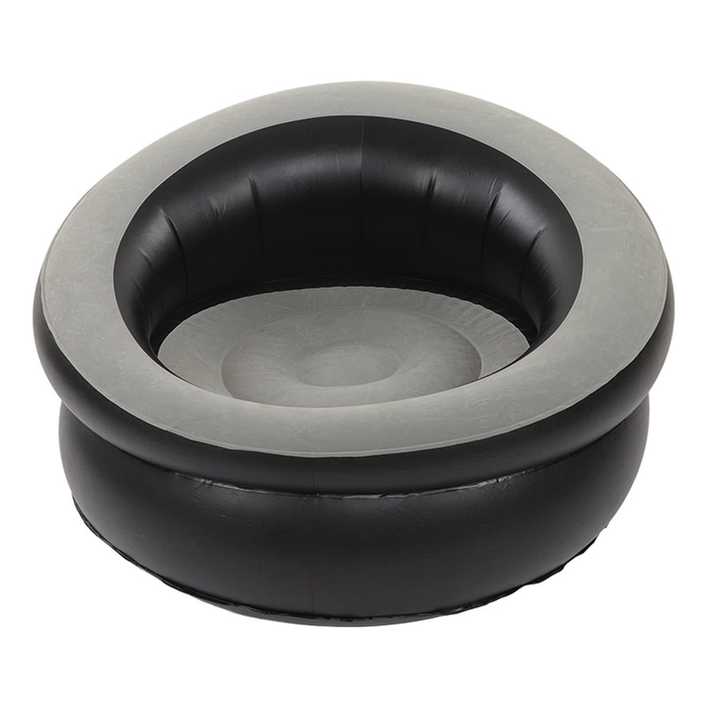 Round Inflatable Sofa Chair Flocking Inflatable Sofa Inflatable Leisure Chair Inflatable Chair Floor Inflatable Sofa Suitable for Living Room Bedroom Office Balcony Travel(Gray)
