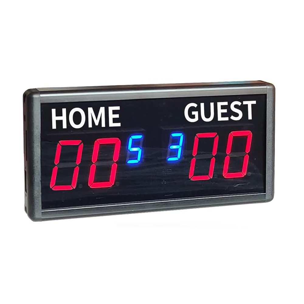 Portable Tabletop Score Keeper with Buzzer, 6-Digital Scoreboard with Remote Control, 6 Levels Brightness Adjustment and Two Supply Modes, Ultr A-Long Standby and Easy to Operate, for Multisports