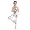 ACSUSS Kids Girls Shiny Metallic Sleeveless Unitard One Piece Bodysuit Gymnastics Ballet Dance Leotard Silver 3-4 Years view 1