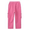 Kids Teens Solid Color Pants Elastic High Waist Cargo Pants with Pockets Casual Straight Leg Pants for Girls (Pink, 15-16 Years) view 4