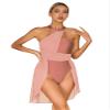 YOOJOO Women Lyrical Dance Costume Halter Neck Flowy Skirt Dress Ballet Leotard Modern Contemporary Dancewear F0430Apricot Medium view 1