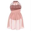 YOOJOO Women Lyrical Dance Costume Halter Neck Flowy Skirt Dress Ballet Leotard Modern Contemporary Dancewear F0430Apricot Medium view 4
