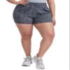 Women's Plus Size Drawstring Waistband Linen Shorts, Grey Marble, 3X view 1