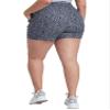 Women's Plus Size Drawstring Waistband Linen Shorts, Grey Marble, 3X view 3