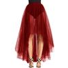 WDPL Women's Maxi High Low A-line Layers Tulle Sheer Evening Skirt (Burgundy, 3XL) view 1