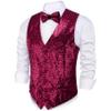 Barry.Wang Men's Hot Pink Slim Fit Sequins Vest V-Neck Shiny Party Dress Suit Stylish Vest Waistcoat view 1