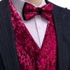Barry.Wang Men's Hot Pink Slim Fit Sequins Vest V-Neck Shiny Party Dress Suit Stylish Vest Waistcoat view 2